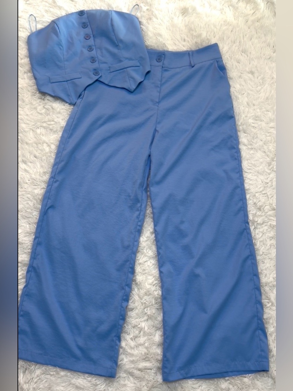Women’s Blue Wide-Leg Pants & Vest Top XL - Picture 2 of 7